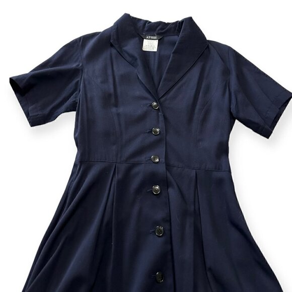 Vintage AT/Atsuro Tayama Blue A line Short Sleeve Midi Dress, From 90s, One Size - Picture 9 of 15